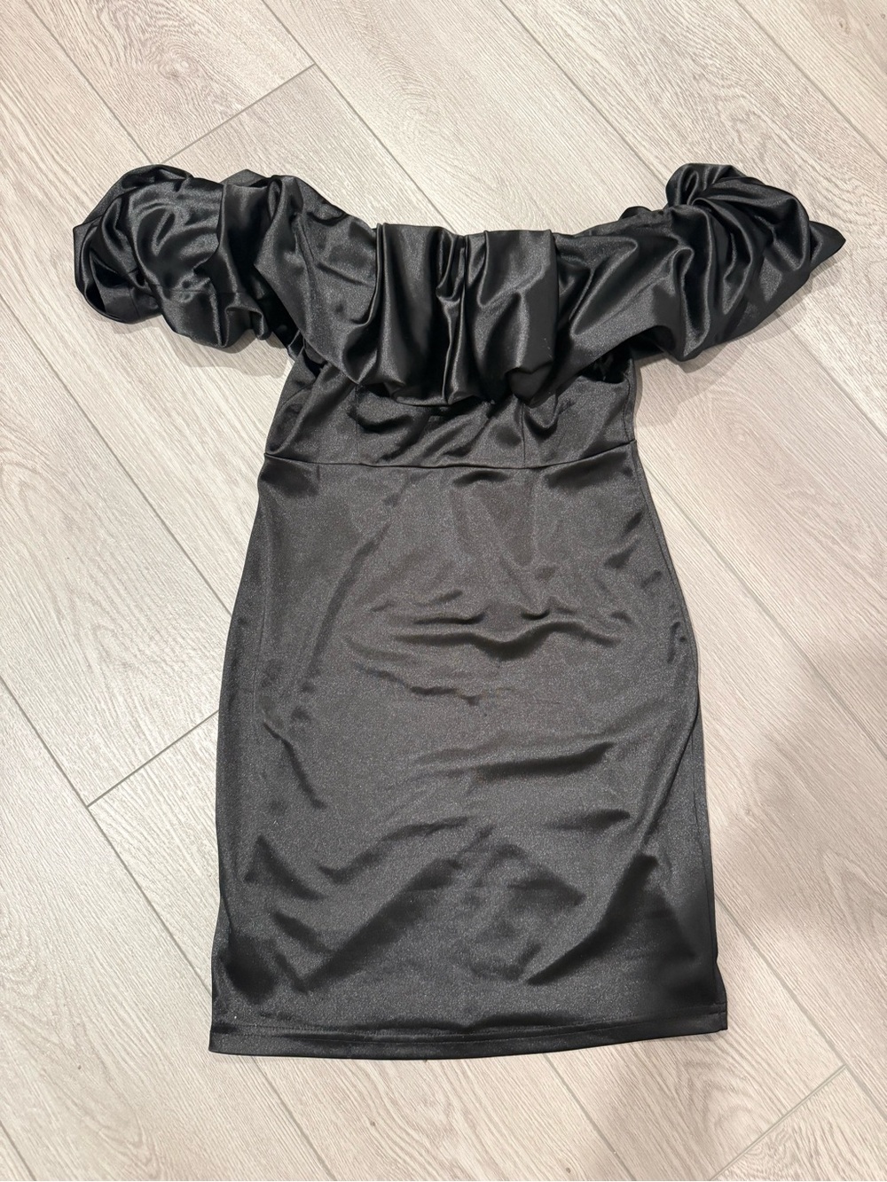 SHEIN Black Off-Shoulder Ruffled Mini Dress